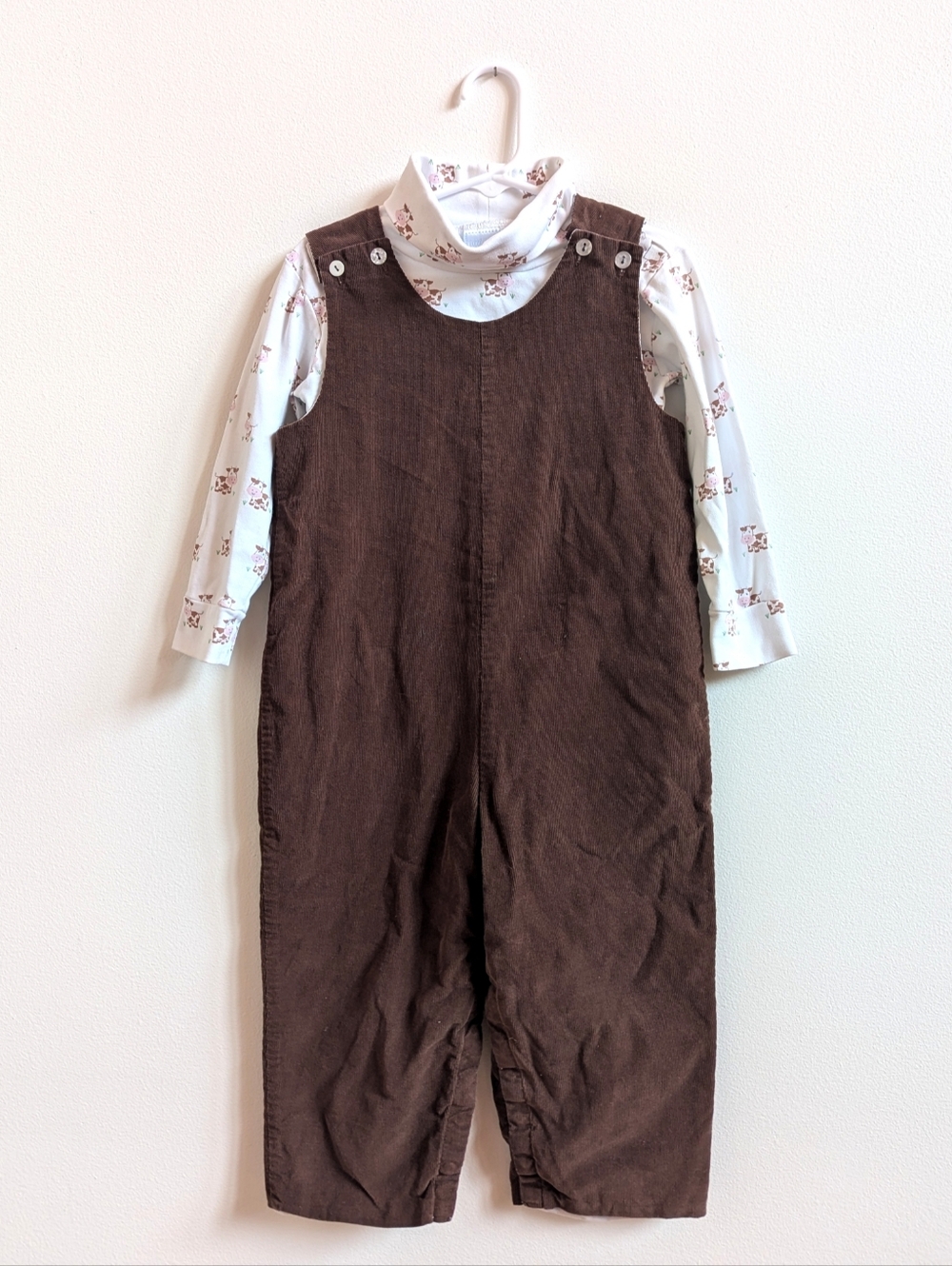 Little English Outfit Boys 3-4T Brown Corduroy Cow